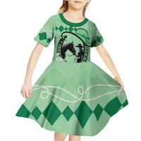 Personalized Kentucky Horse Racing Kid Short Sleeve Dress Beauty and The Horse Green Version LT01