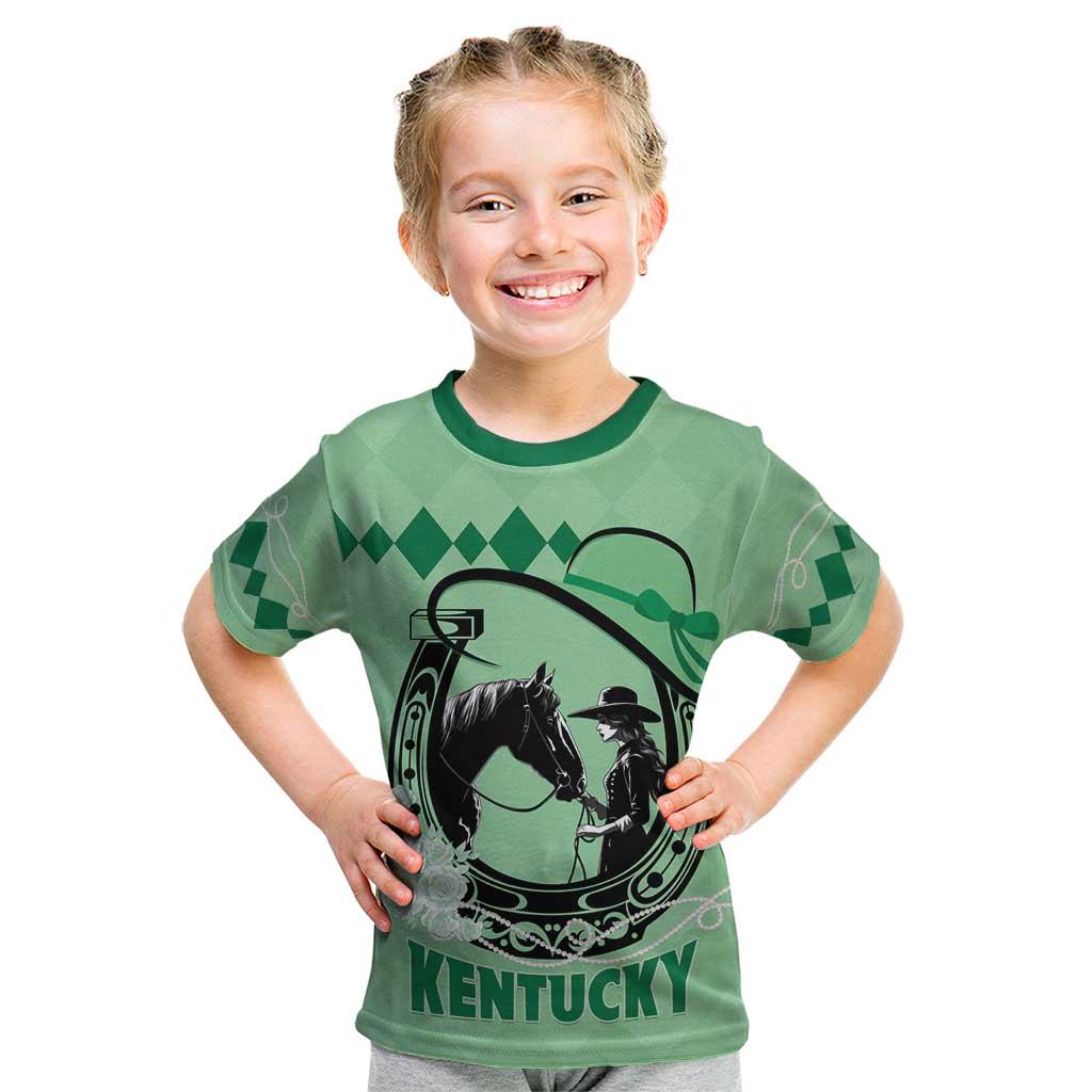 Personalized Kentucky Horse Racing Kid T Shirt Beauty and The Horse Green Version LT01