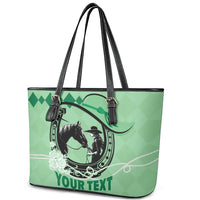 Personalized Kentucky Horse Racing Leather Tote Bag Beauty and The Horse Green Version LT01