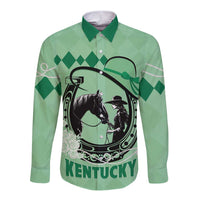 Personalized Kentucky Horse Racing Long Sleeve Button Shirt Beauty and The Horse Green Version LT01