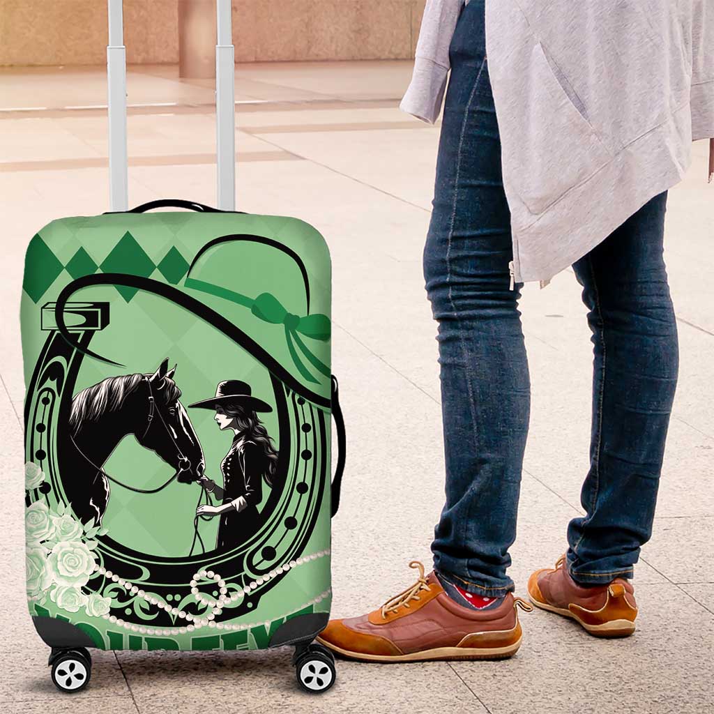 Personalized Kentucky Horse Racing Luggage Cover Beauty and The Horse Green Version LT01