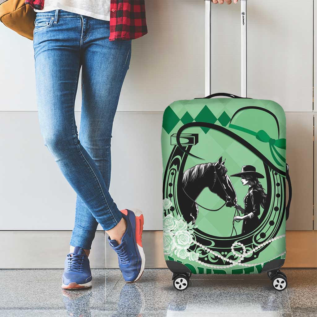 Personalized Kentucky Horse Racing Luggage Cover Beauty and The Horse Green Version LT01