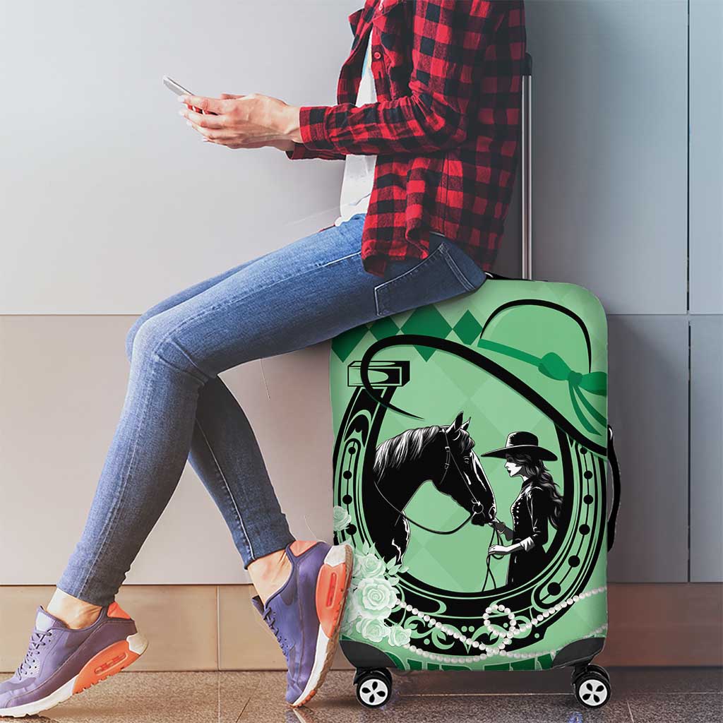Personalized Kentucky Horse Racing Luggage Cover Beauty and The Horse Green Version LT01