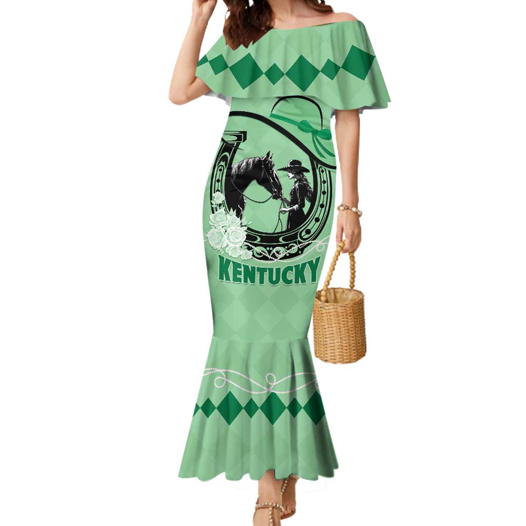 Personalized Kentucky Horse Racing Mermaid Dress Beauty and The Horse Green Version LT01