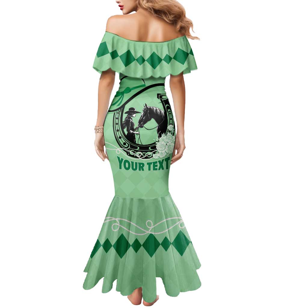 Personalized Kentucky Horse Racing Mermaid Dress Beauty and The Horse Green Version LT01
