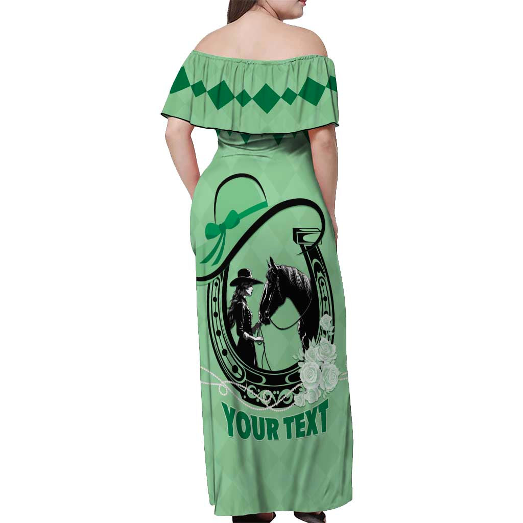 Personalized Kentucky Horse Racing Off Shoulder Maxi Dress Beauty and The Horse Green Version LT01