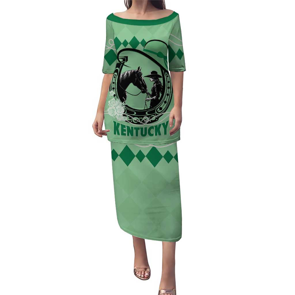 Personalized Kentucky Horse Racing Puletasi Beauty and The Horse Green Version LT01