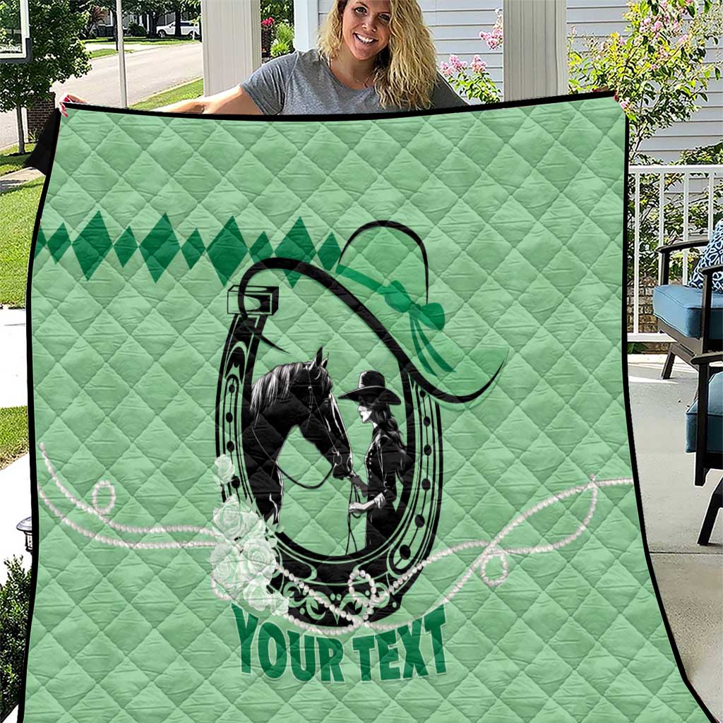 Personalized Kentucky Horse Racing Quilt Beauty and The Horse Green Version LT01