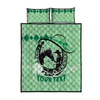 Personalized Kentucky Horse Racing Quilt Bed Set Beauty and The Horse Green Version LT01