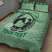 Personalized Kentucky Horse Racing Quilt Bed Set Beauty and The Horse Green Version LT01
