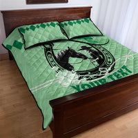 Personalized Kentucky Horse Racing Quilt Bed Set Beauty and The Horse Green Version LT01