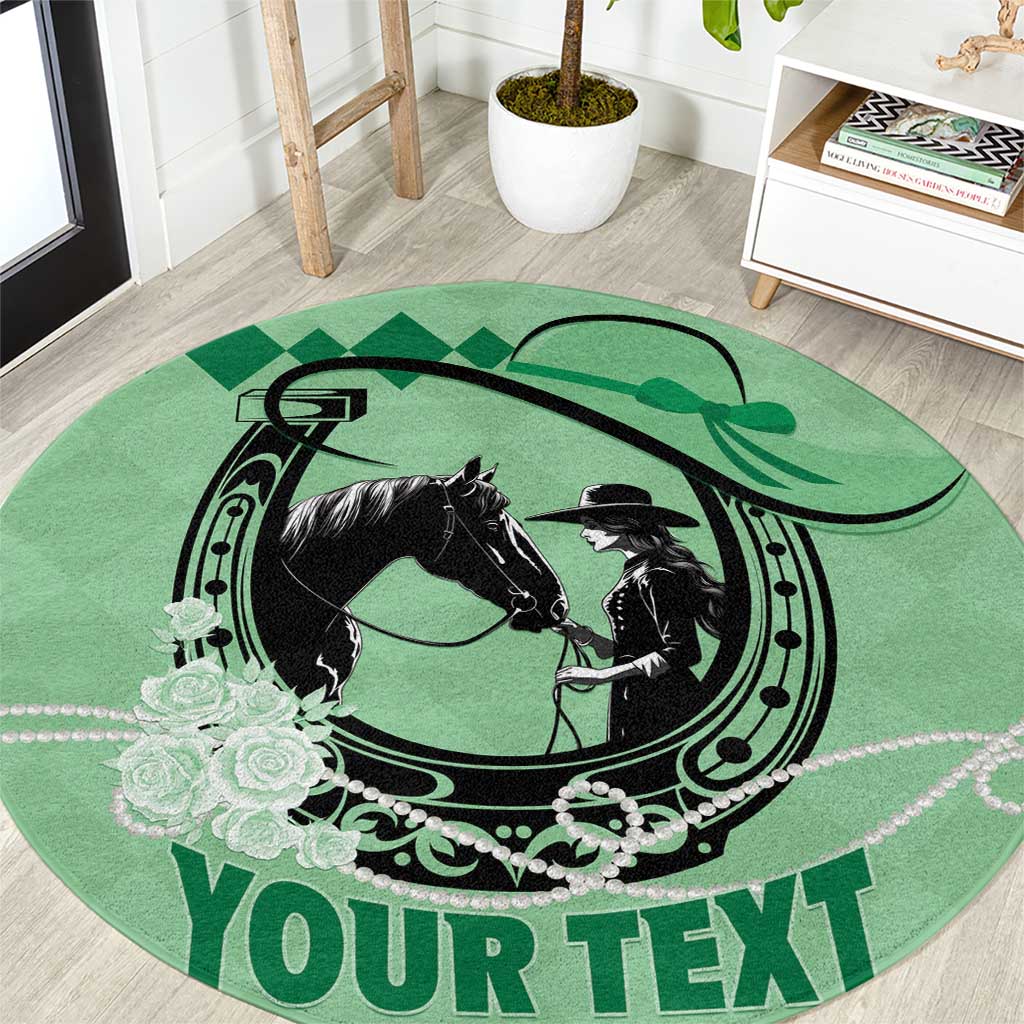 Personalized Kentucky Horse Racing Round Carpet Beauty and The Horse Green Version LT01