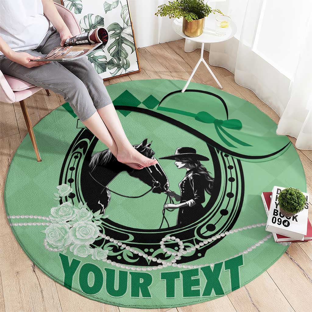 Personalized Kentucky Horse Racing Round Carpet Beauty and The Horse Green Version LT01