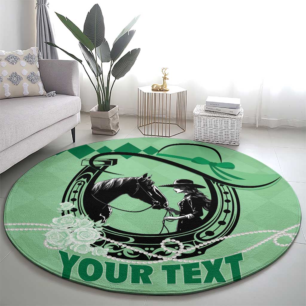 Personalized Kentucky Horse Racing Round Carpet Beauty and The Horse Green Version LT01