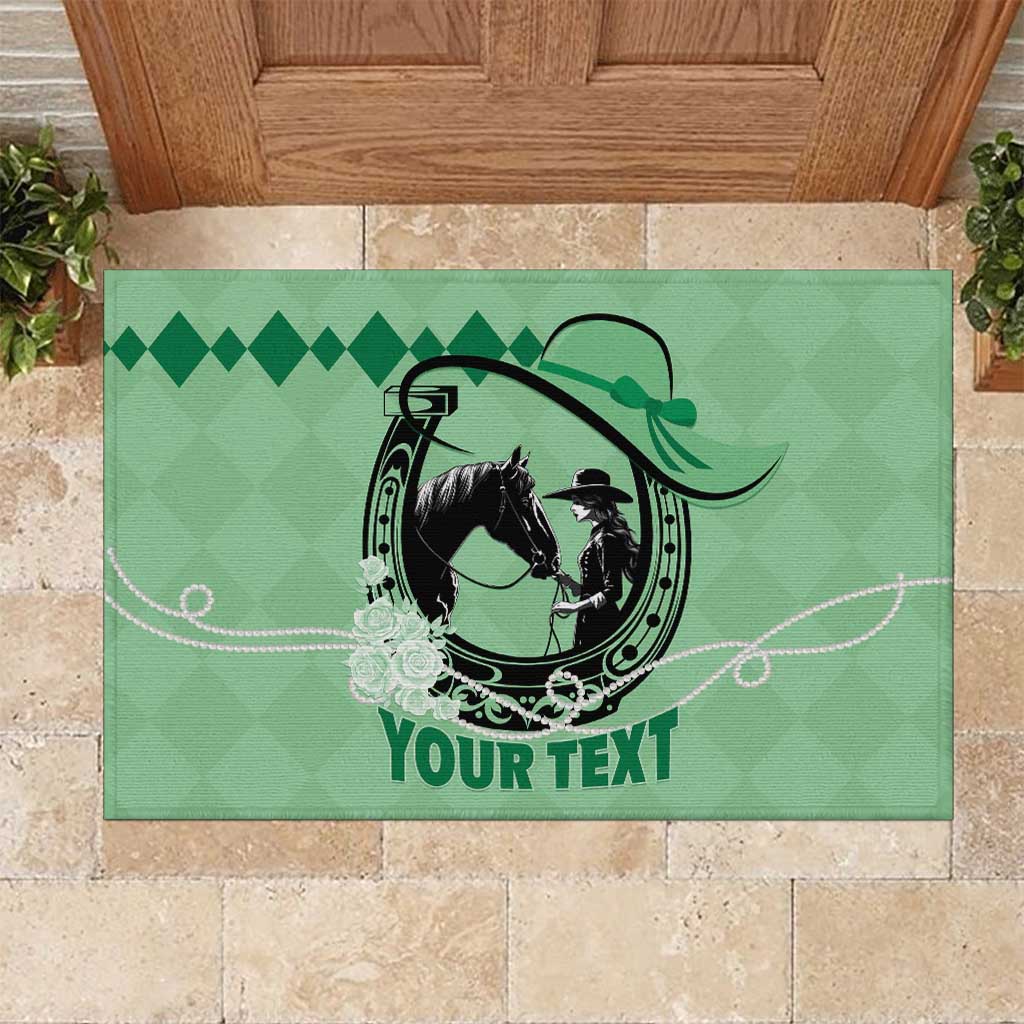 Personalized Kentucky Horse Racing Rubber Doormat Beauty and The Horse Green Version LT01