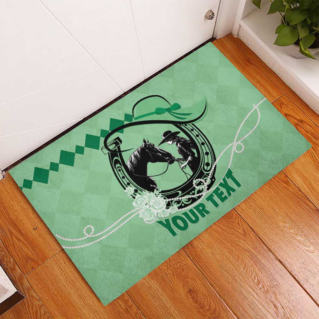 Personalized Kentucky Horse Racing Rubber Doormat Beauty and The Horse Green Version LT01