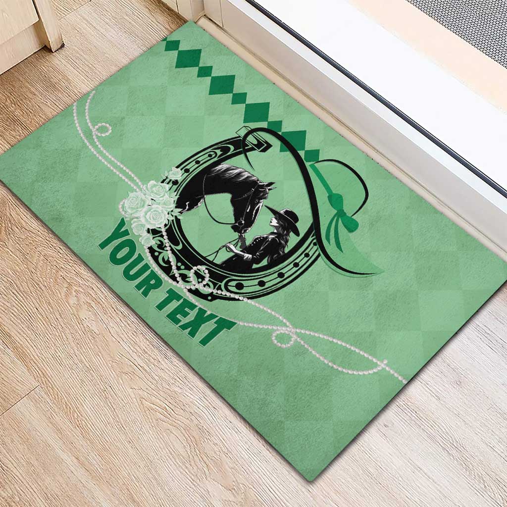 Personalized Kentucky Horse Racing Rubber Doormat Beauty and The Horse Green Version LT01