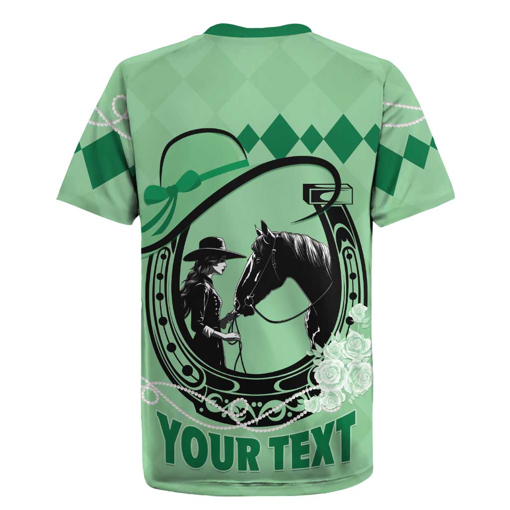 Personalized Kentucky Horse Racing Rugby Jersey Beauty and The Horse Green Version LT01