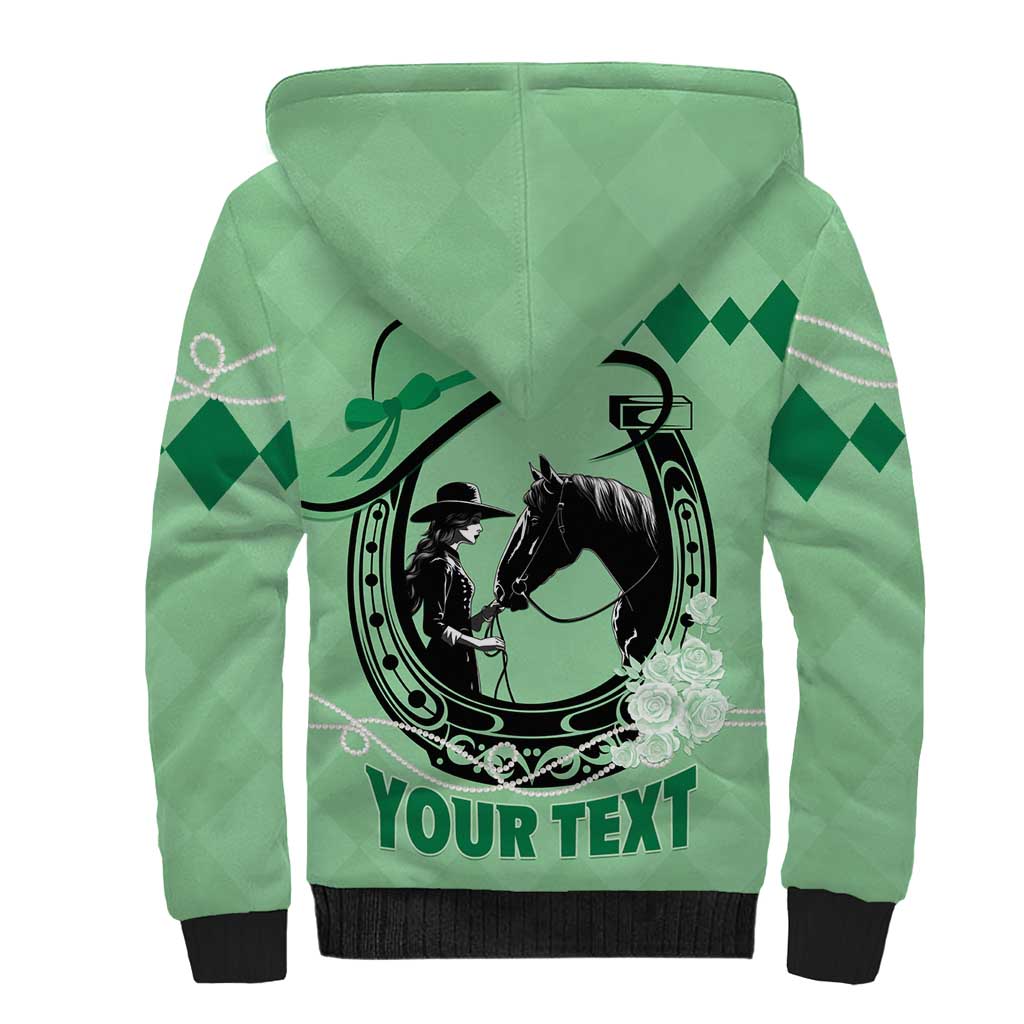 Personalized Kentucky Horse Racing Sherpa Hoodie Beauty and The Horse Green Version LT01