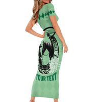 Personalized Kentucky Horse Racing Short Sleeve Bodycon Dress Beauty and The Horse Green Version LT01