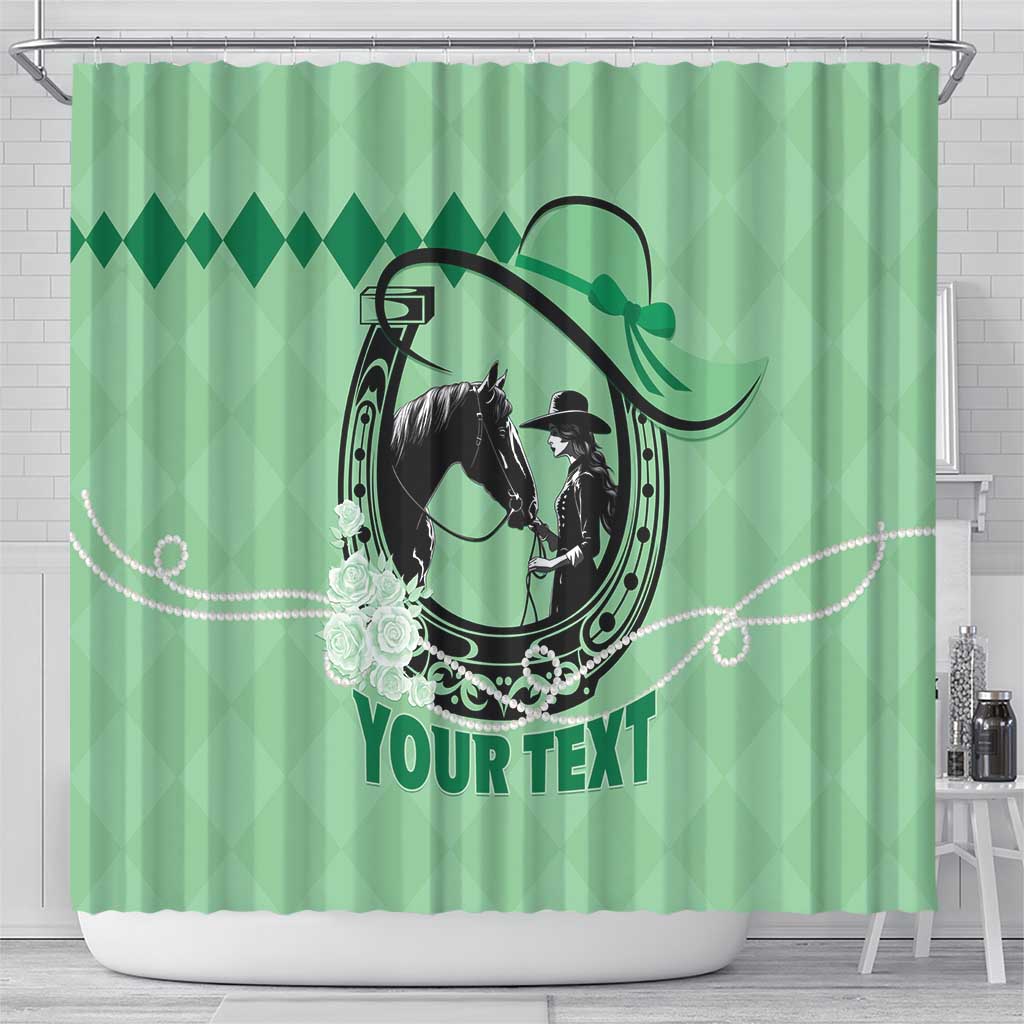 Personalized Kentucky Horse Racing Shower Curtain Beauty and The Horse Green Version LT01