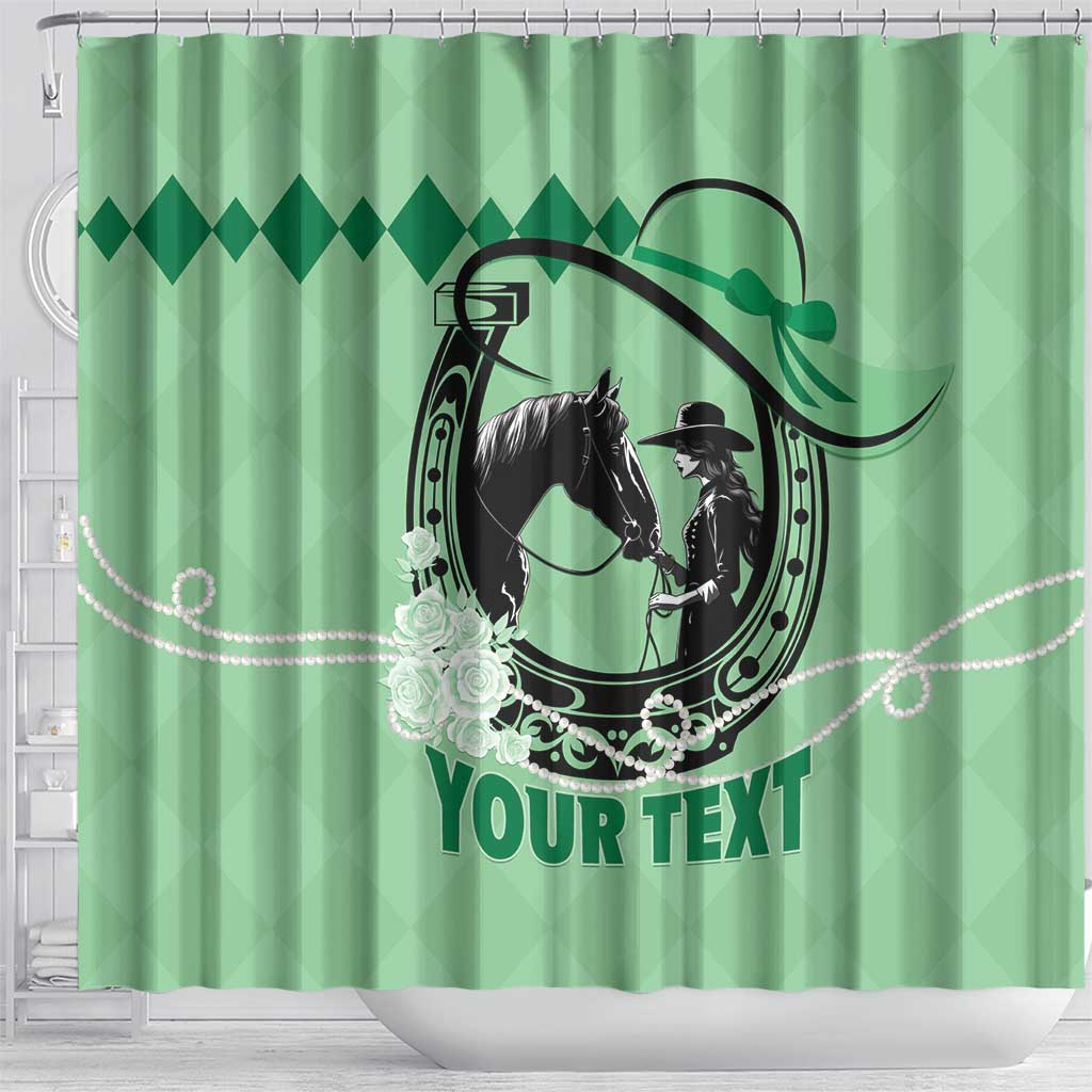 Personalized Kentucky Horse Racing Shower Curtain Beauty and The Horse Green Version LT01