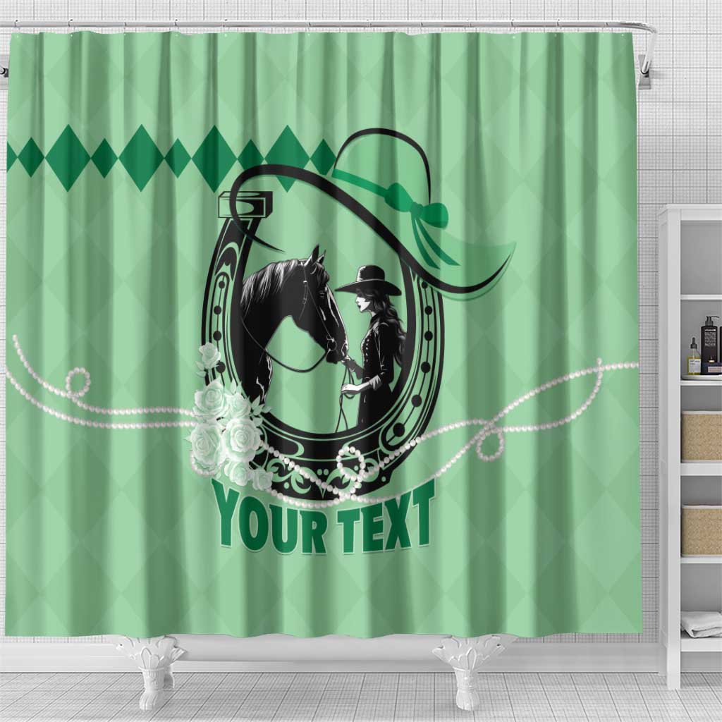 Personalized Kentucky Horse Racing Shower Curtain Beauty and The Horse Green Version LT01