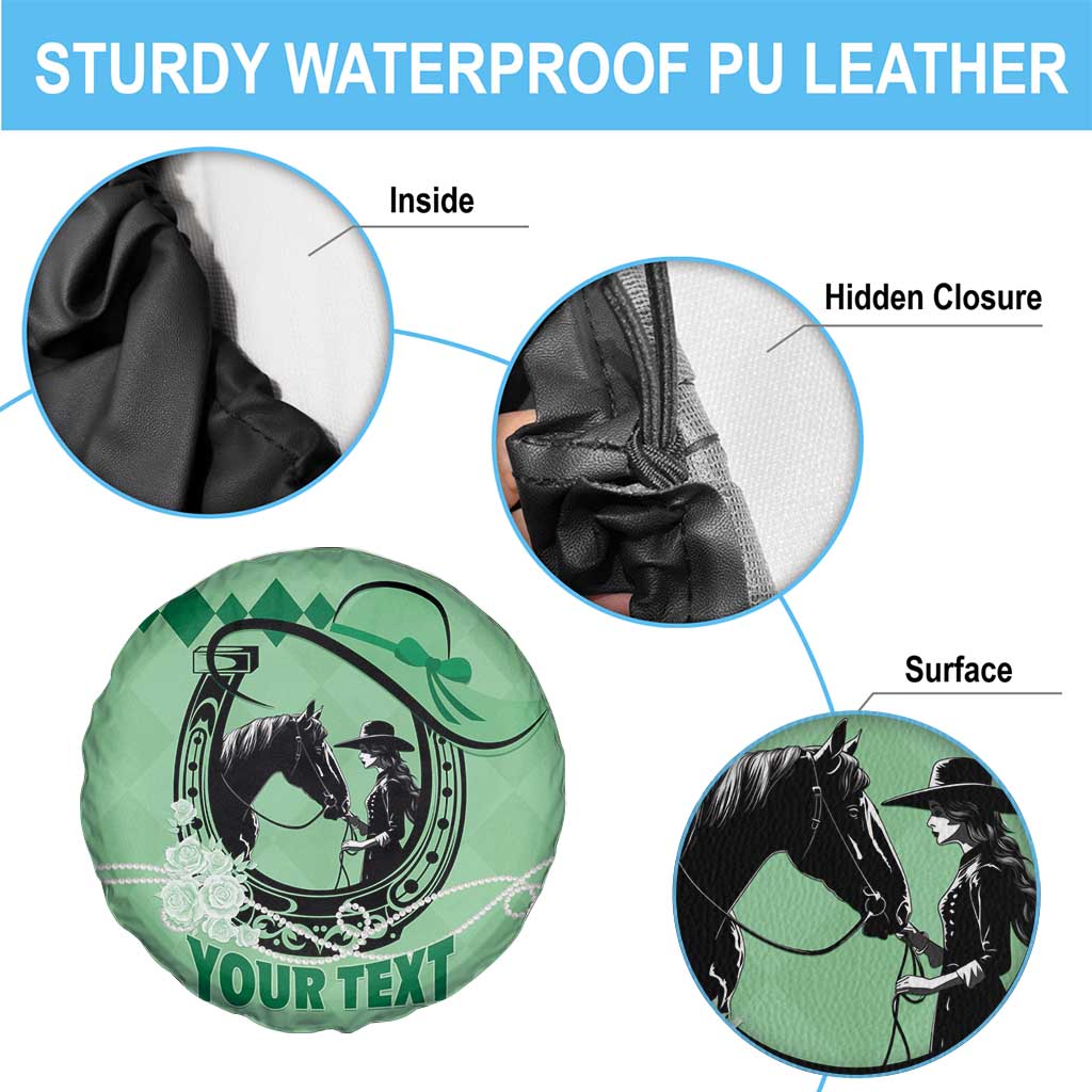 Personalized Kentucky Horse Racing Spare Tire Cover Beauty and The Horse Green Version LT01