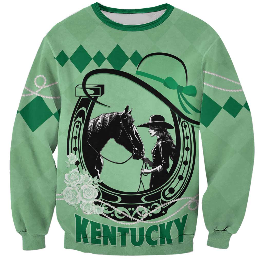 Personalized Kentucky Horse Racing Sweatshirt Beauty and The Horse Green Version LT01