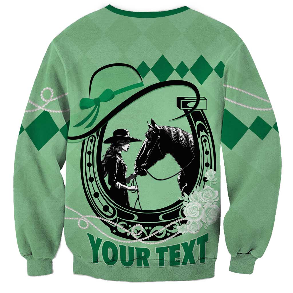 Personalized Kentucky Horse Racing Sweatshirt Beauty and The Horse Green Version LT01