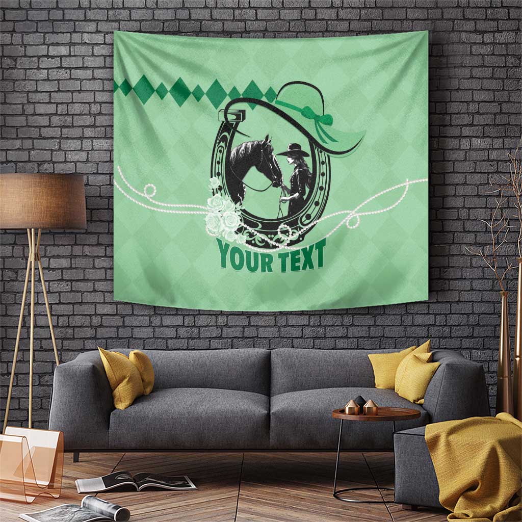 Personalized Kentucky Horse Racing Tapestry Beauty and The Horse Green Version LT01