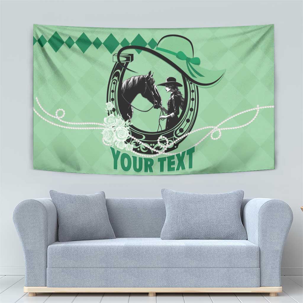 Personalized Kentucky Horse Racing Tapestry Beauty and The Horse Green Version LT01