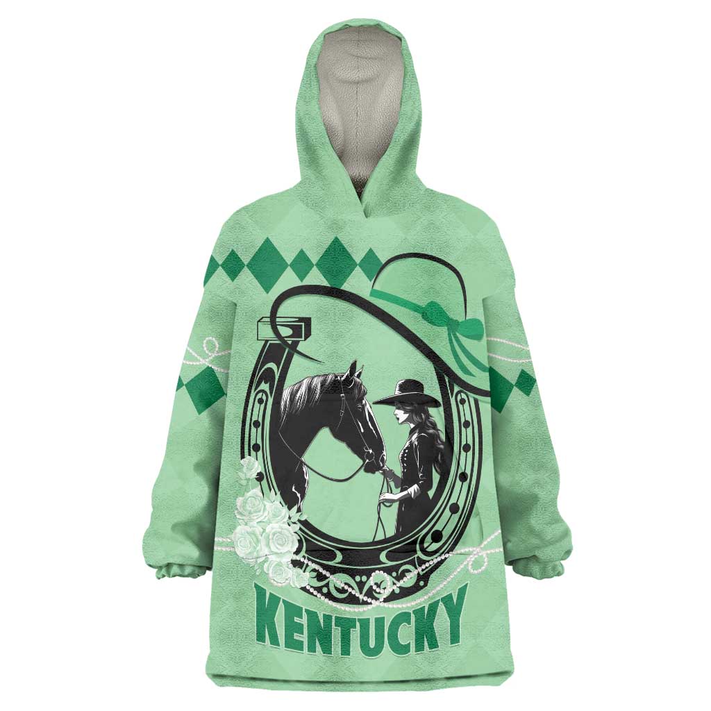 Personalized Kentucky Horse Racing Wearable Blanket Hoodie Beauty and The Horse Green Version LT01