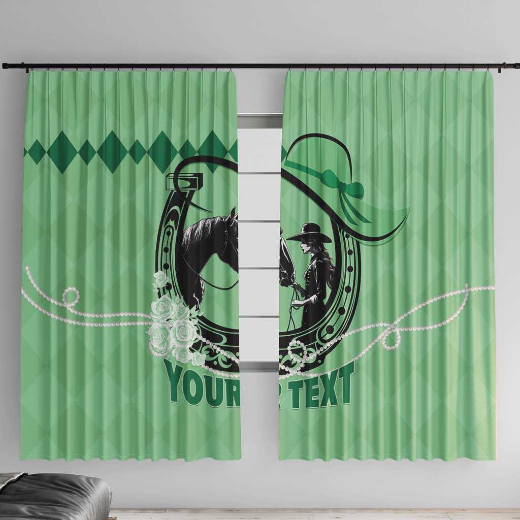 Personalized Kentucky Horse Racing Window Curtain Beauty and The Horse Green Version LT01