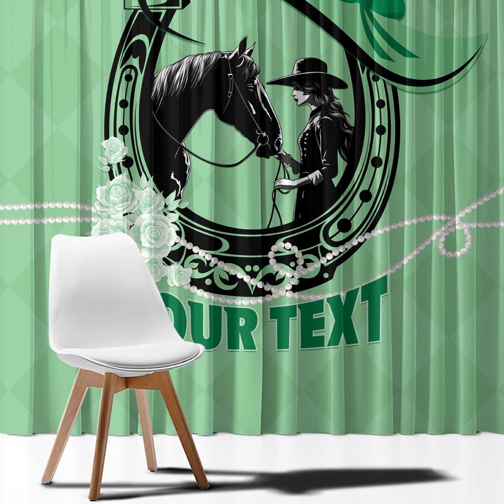 Personalized Kentucky Horse Racing Window Curtain Beauty and The Horse Green Version LT01