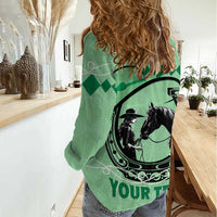 Personalized Kentucky Horse Racing Women Casual Shirt Beauty and The Horse Green Version LT01