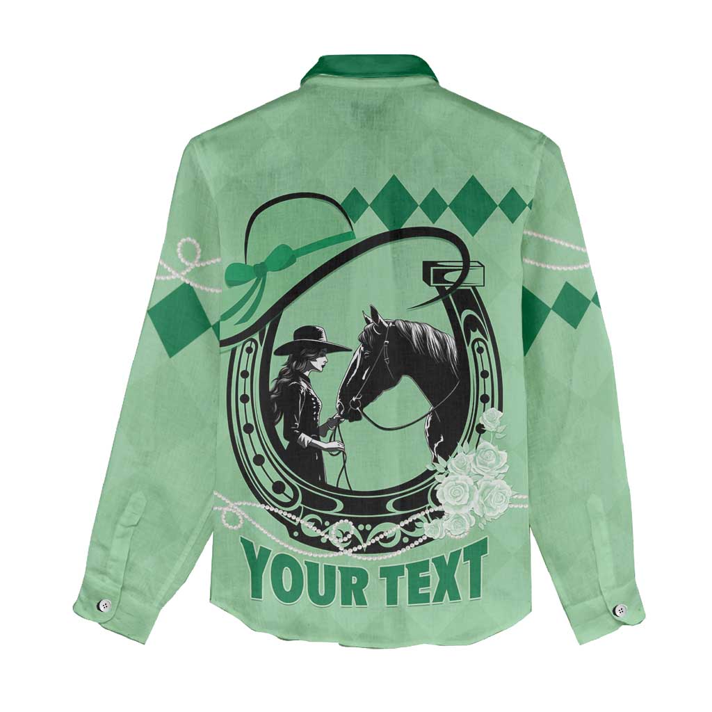 Personalized Kentucky Horse Racing Women Casual Shirt Beauty and The Horse Green Version LT01