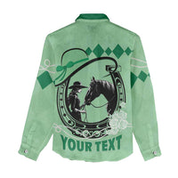 Personalized Kentucky Horse Racing Women Casual Shirt Beauty and The Horse Green Version LT01