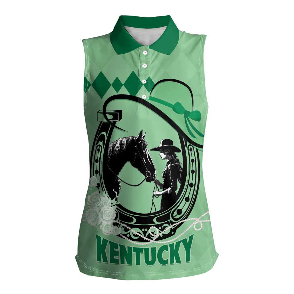 Personalized Kentucky Horse Racing Women Sleeveless Polo Shirt Beauty and The Horse Green Version LT01