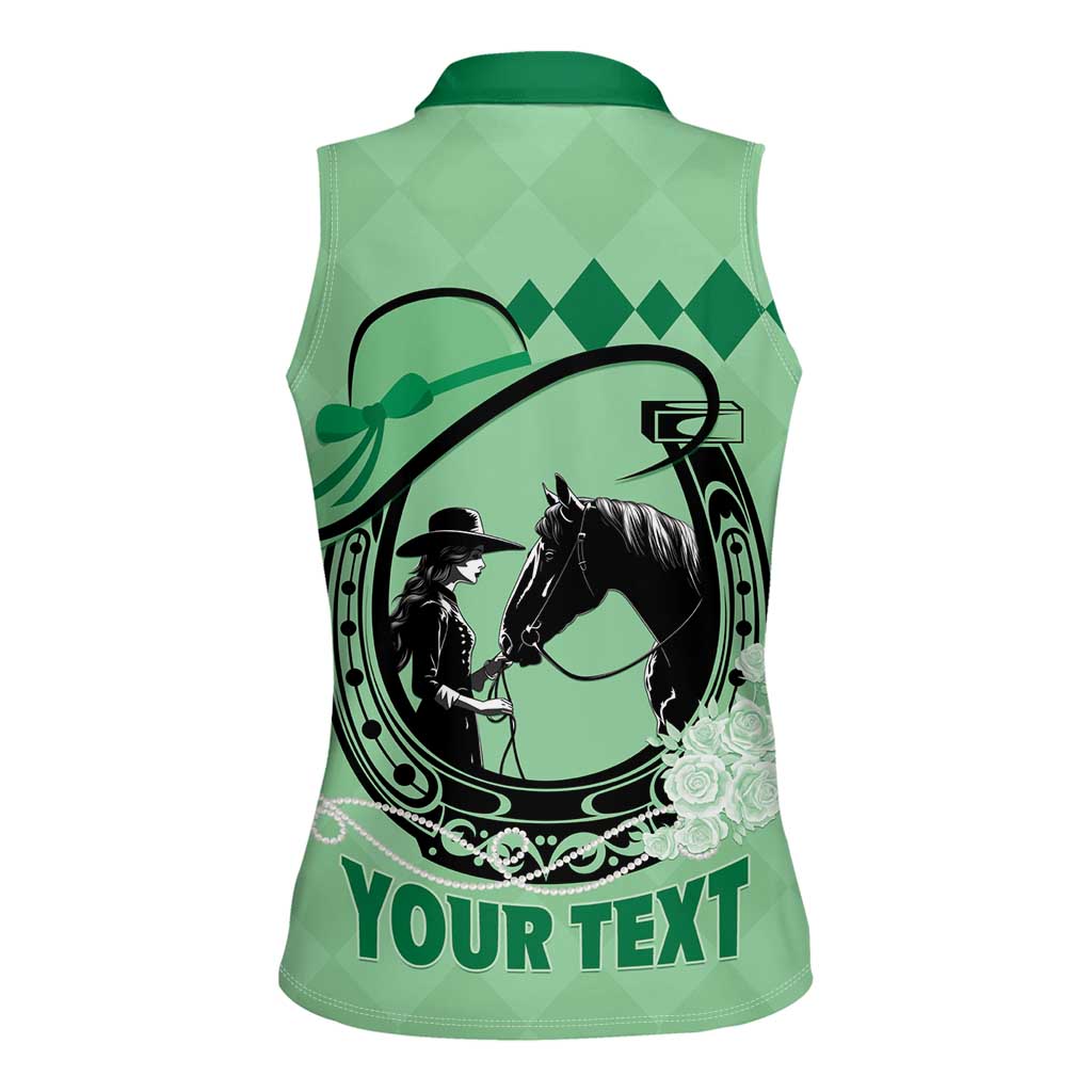Personalized Kentucky Horse Racing Women Sleeveless Polo Shirt Beauty and The Horse Green Version LT01