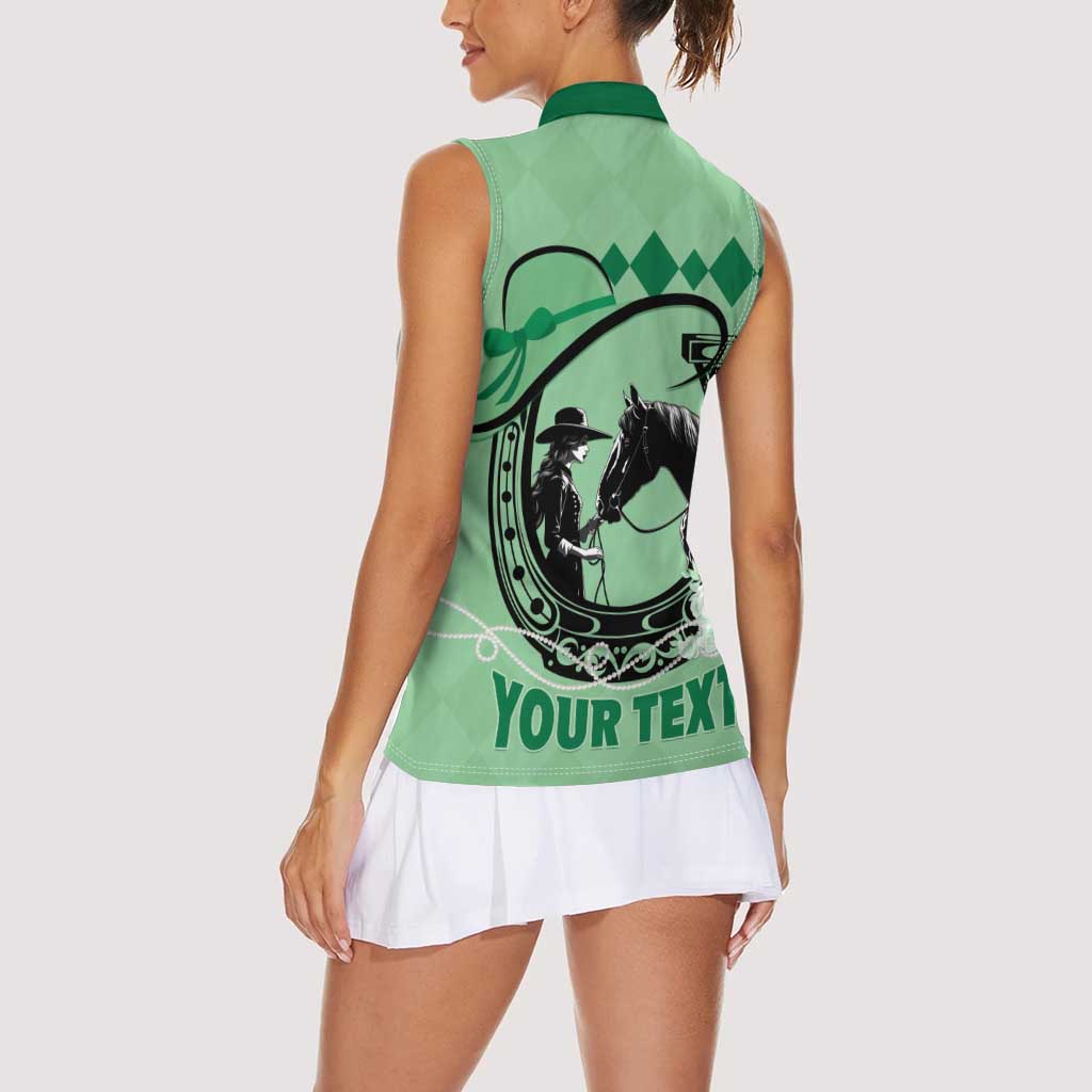 Personalized Kentucky Horse Racing Women Sleeveless Polo Shirt Beauty and The Horse Green Version LT01