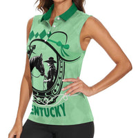 Personalized Kentucky Horse Racing Women Sleeveless Polo Shirt Beauty and The Horse Green Version LT01