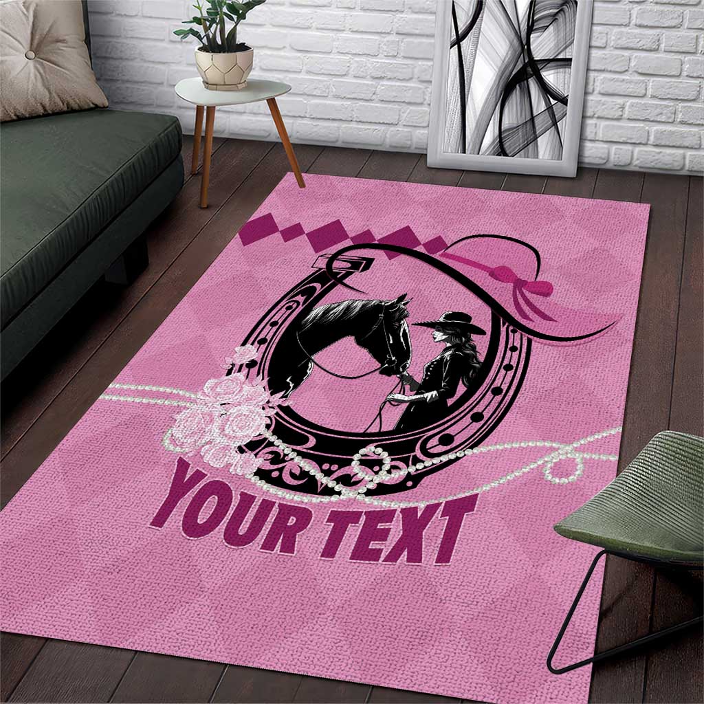 Personalized Kentucky Horse Racing Area Rug Beauty and The Horse Pink Version LT01