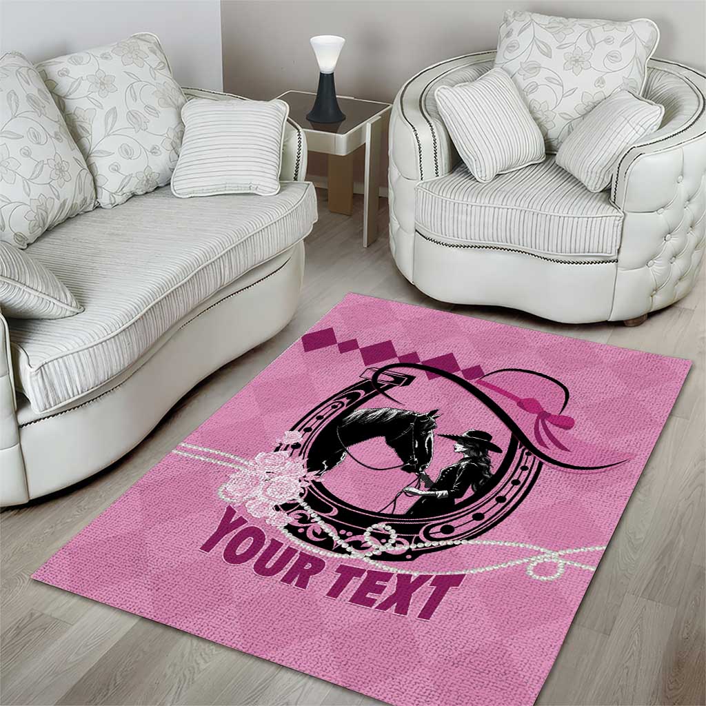 Personalized Kentucky Horse Racing Area Rug Beauty and The Horse Pink Version LT01