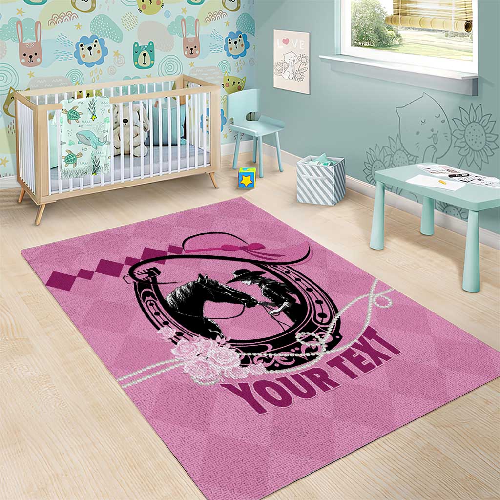 Personalized Kentucky Horse Racing Area Rug Beauty and The Horse Pink Version LT01
