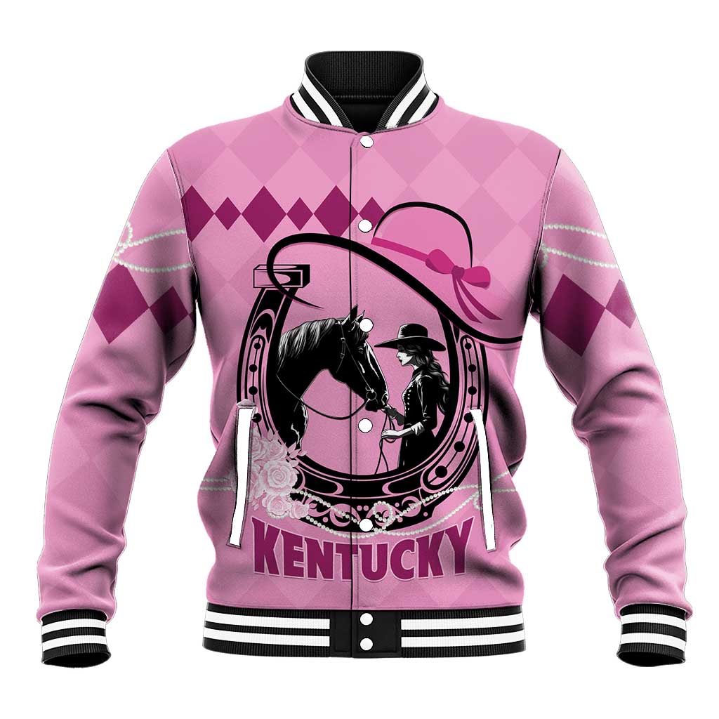 Personalized Kentucky Horse Racing Baseball Jacket Beauty and The Horse Pink Version LT01