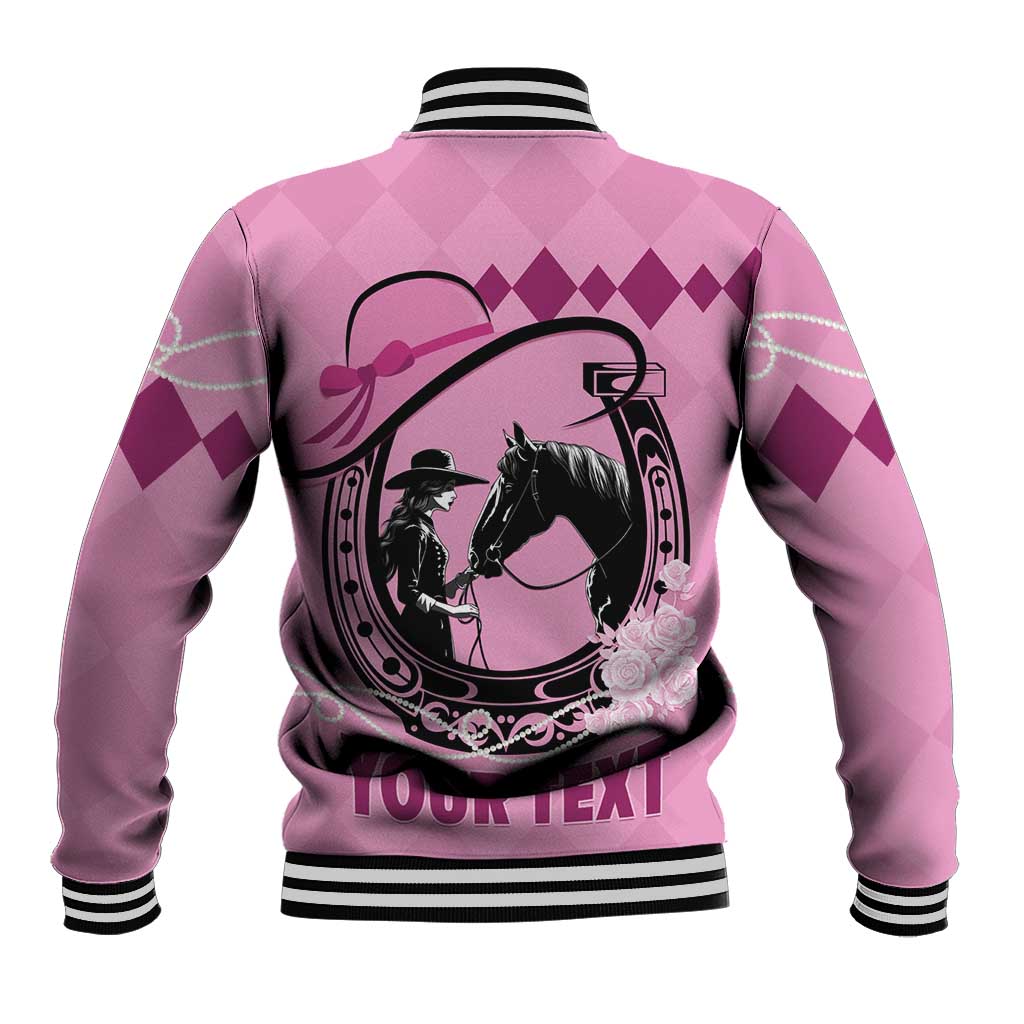Personalized Kentucky Horse Racing Baseball Jacket Beauty and The Horse Pink Version LT01