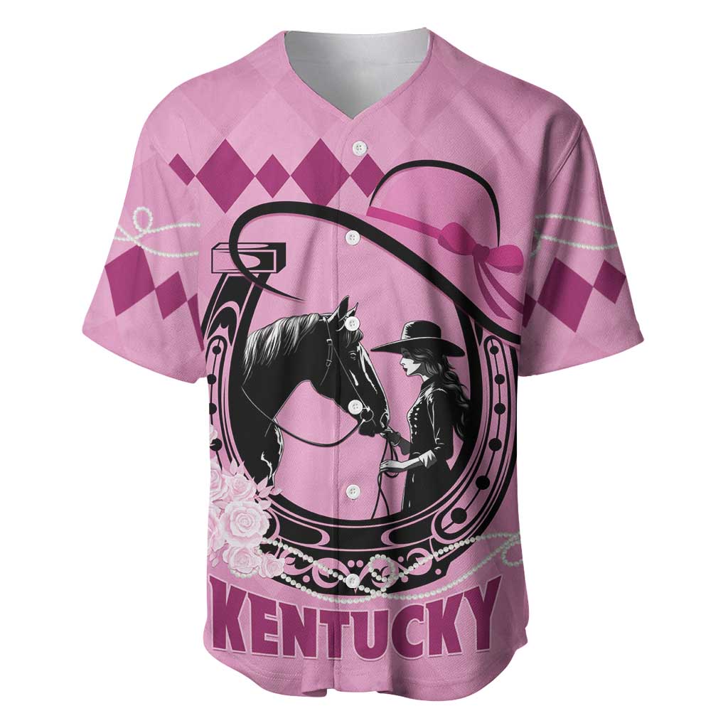 Personalized Kentucky Horse Racing Baseball Jersey Beauty and The Horse Pink Version LT01