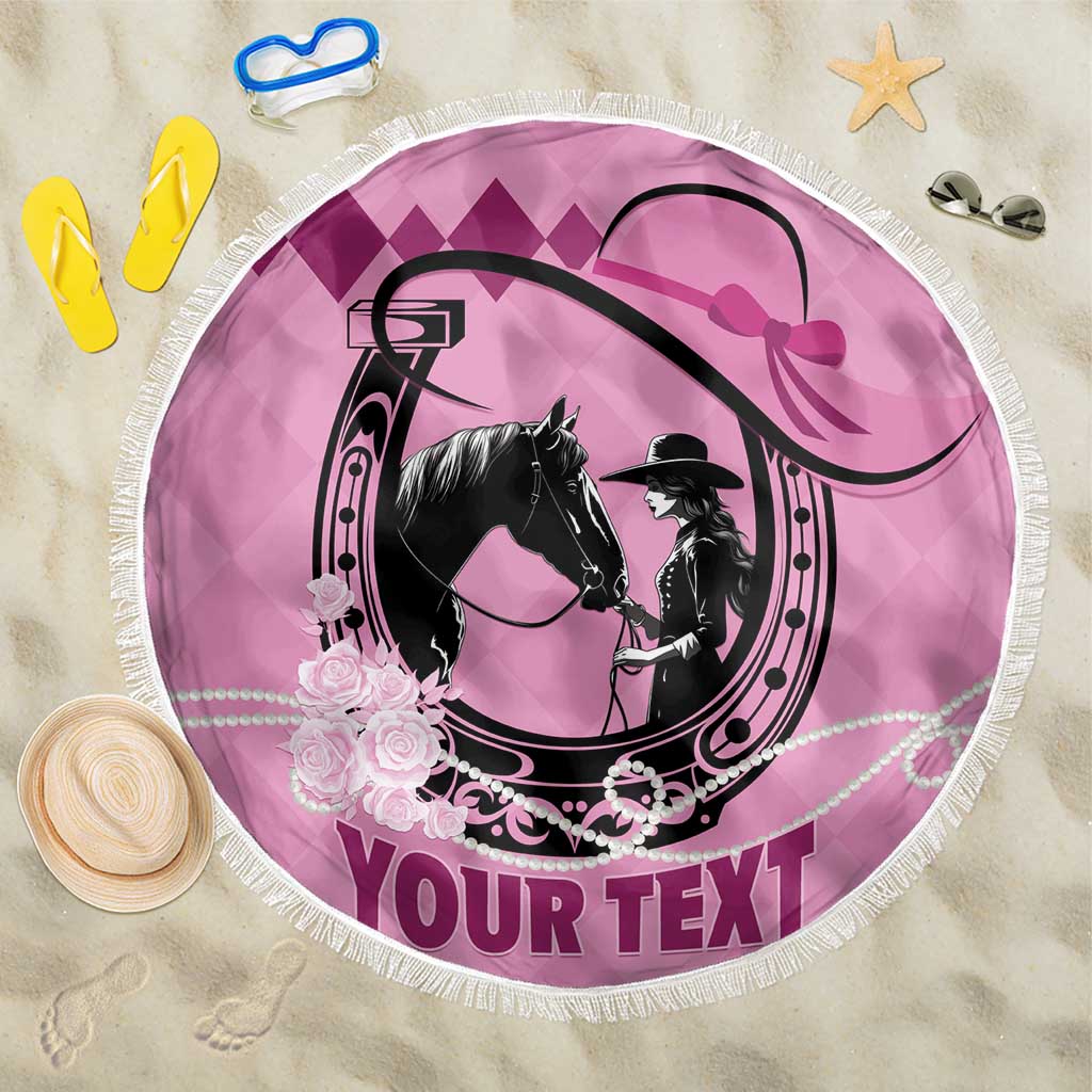 Personalized Kentucky Horse Racing Beach Blanket Beauty and The Horse Pink Version LT01