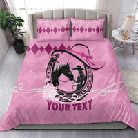 Personalized Kentucky Horse Racing Bedding Set Beauty and The Horse Pink Version LT01